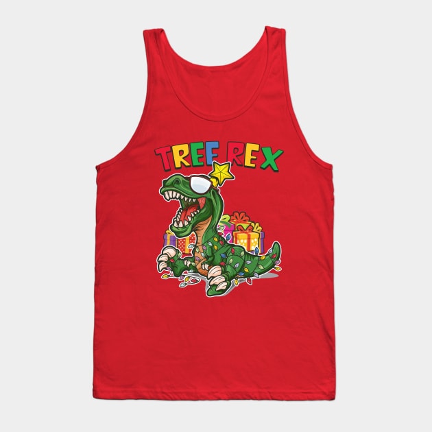 Dinosaur Christmas Tree Rex Tank Top by RAWRTY ANIMALS